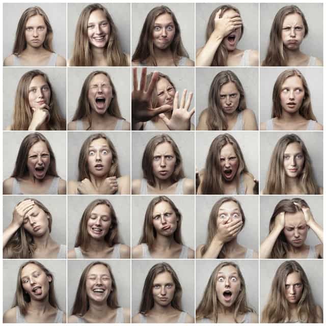 woman collage showing different feelings