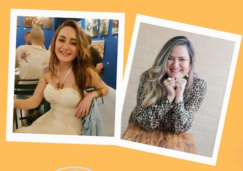 Photos of Grace and Claudia Cauterucci, authors of Healing from Narcissistic Abuse next to each other with an orange background